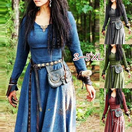 Women Medieval Long Fairy Viking Dress