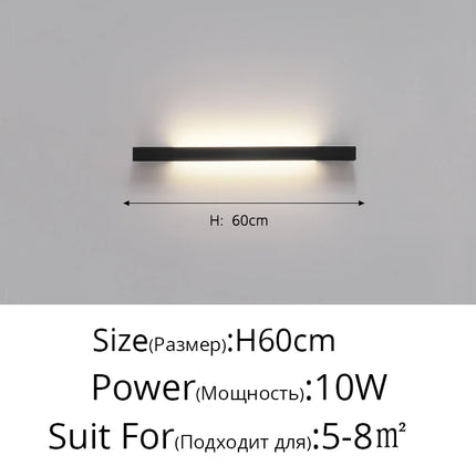 Minimalist Long LED Bar Lamp Bedside Bedroom Indoor Wall Sconce