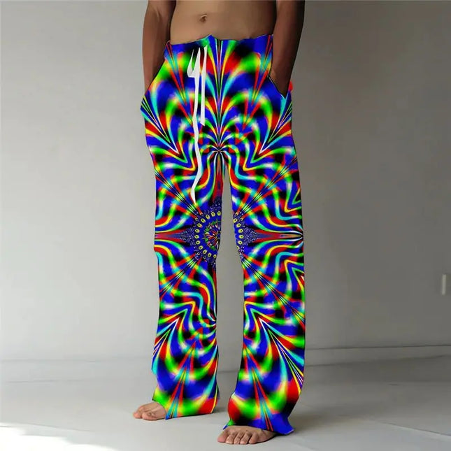 Men Summer Fashion 3D Spiral Wide Leg Pants