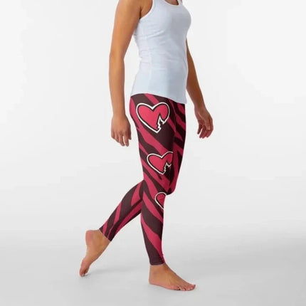 Women Zebra Pattern Heart Broken Fitness Leggings