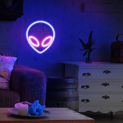 Neon Alien Head Sign USB LED Light