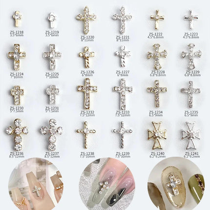 Glitter Cross 20pc Nail Rhinestone Art.