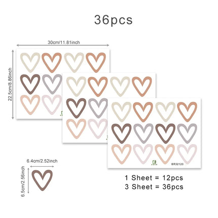 Bohemian Kids Room Heart 36pc Wall Sticker Set