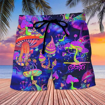 Men 3D Abstract Mushroom Hawaiian Boardshorts