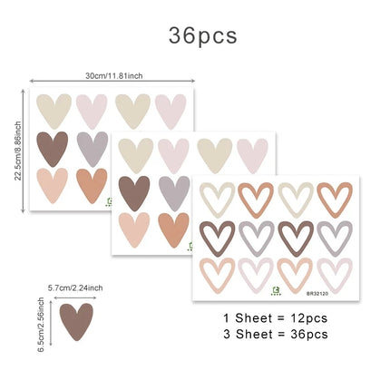 Bohemian Kids Room Heart 36pc Wall Sticker Set