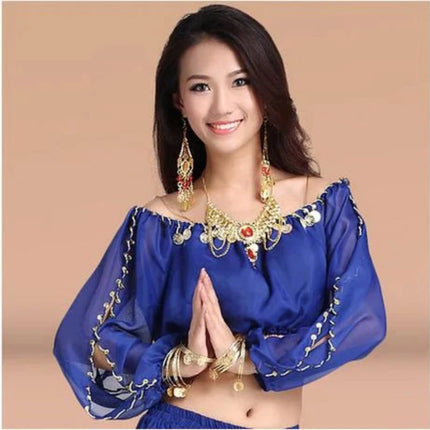 Women Belly Dancing Sequin Half Sleeve Tops