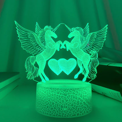 Double Horse-Unicorn Touch-Control 3D LED Night Light