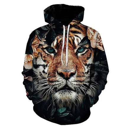 Men Vintage Tiger 3D Animal Hoodies