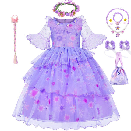 Baby Girl Pink Purple Birthday Charm Costume Flock Dress