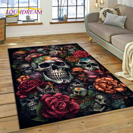 Home Cartoon Skull Gothic 3D Area Rugs