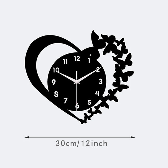 Heart shaped Butterfly Wall Clock