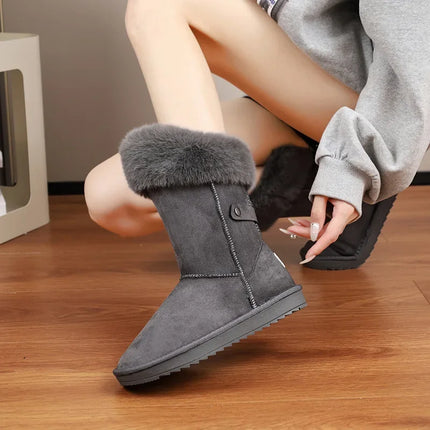 Women Plush Fur Top Snow Boots