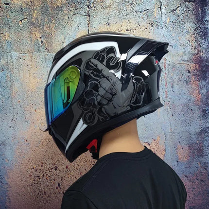 Motorcycle Full-Face Blue Black Capacete Helmet