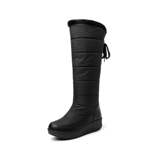 Women Winter Lace Round Knee High Boots