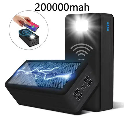 Solar Powered 200k mAh Wireless Battery Charger Powerbank