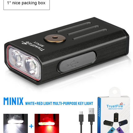 MiniX LED USB Rechargeable Flashlight Keychain