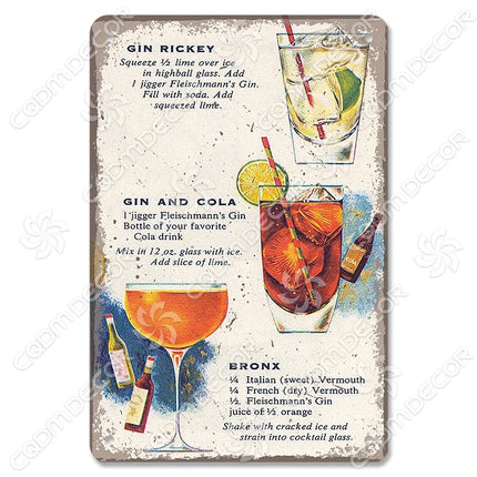 Pina Colada Drink Mojito Vintage Wall Sign