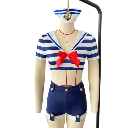 Women Striped Navy Sailor Cosplay Costume