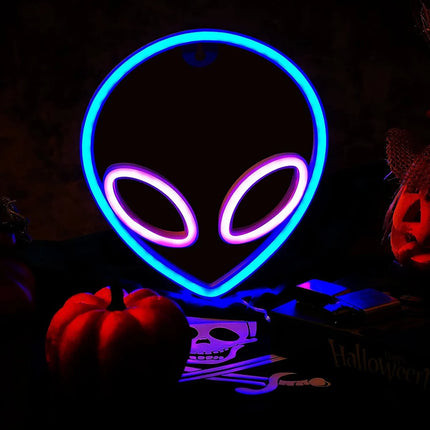 Neon Alien Head Sign USB LED Light