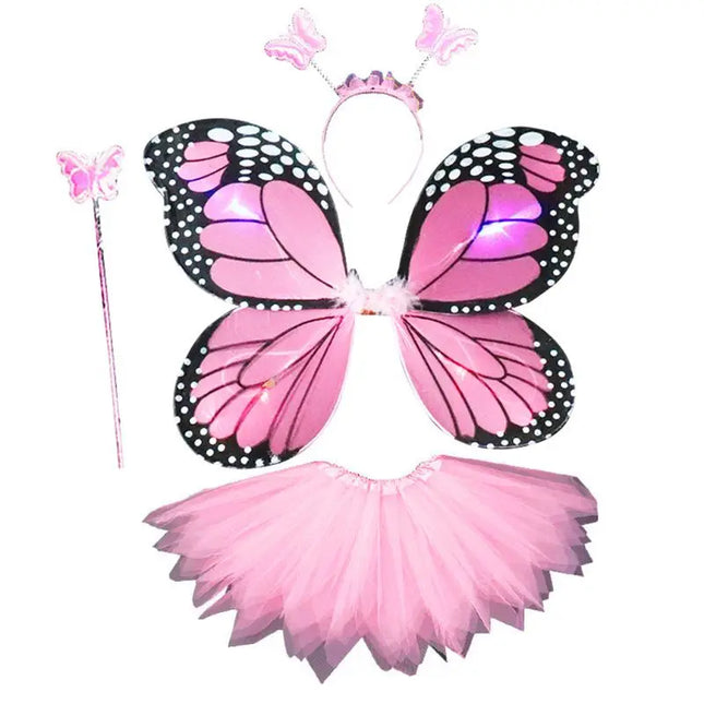 Girl 4pc LED Fairy Butterfly Costume Set.