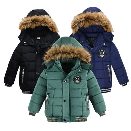 Baby Boy Keep Warm Solid Hooded Jacket