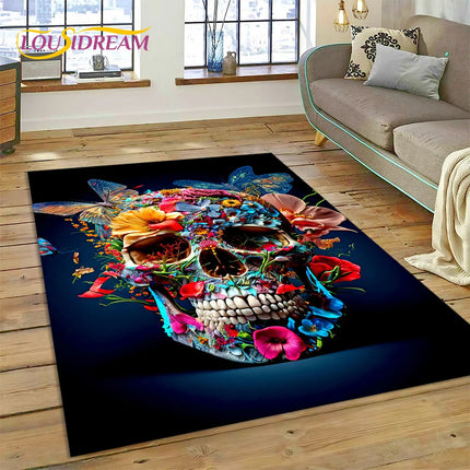 Home Cartoon Skull Gothic 3D Area Rugs