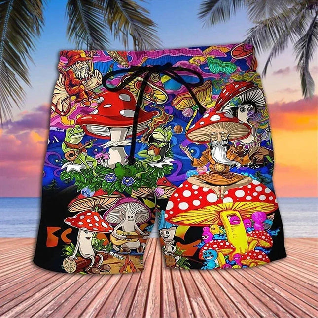 Men 3D Abstract Mushroom Hawaiian Boardshorts