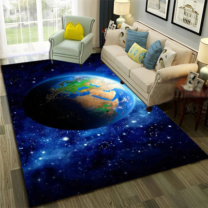 Kids Room 3D Universe Galaxy Living Area Rug