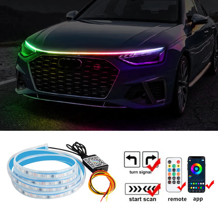 Auto LED 180cm Universal Car Hood Guide Strip Light Set