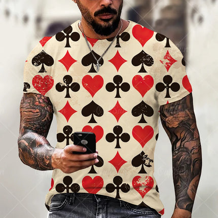 Men 3D Summer Breathable Short Poker Shirts