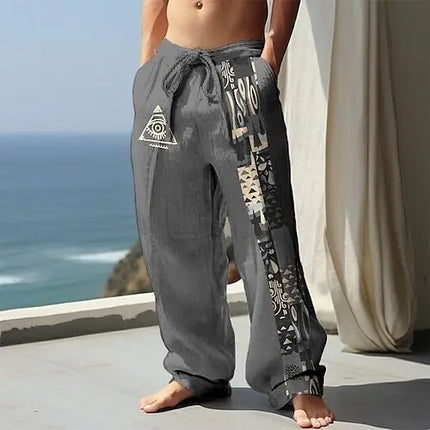 Men Geometric Pattern Smart Casual Pants