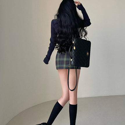 Women High Waist Plaid Mini Skirts