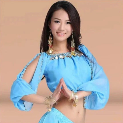 Women Belly Dancing Sequin Half Sleeve Tops