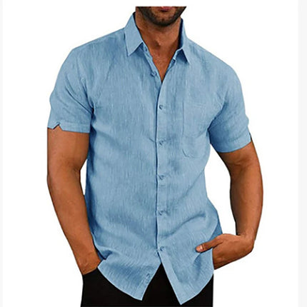 Men Short Linen Summer Business Shirts - Mad Fly Essentials