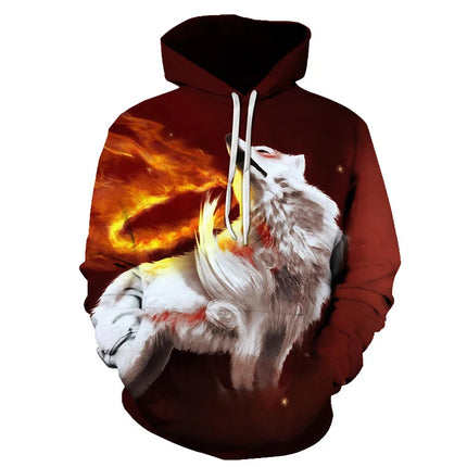 Men Animal Wolf Blue 3D Sweatshirt Hoodies