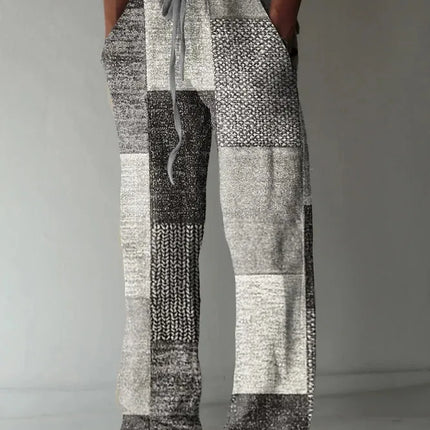 Men Geometric Plaid Pattern Beach Pants