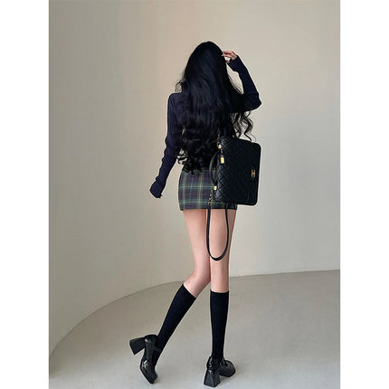 Women High Waist Plaid Mini Skirts