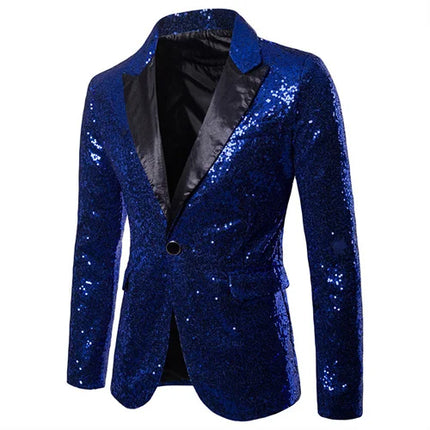 Men Plaid Sequin 3D Party Blazer