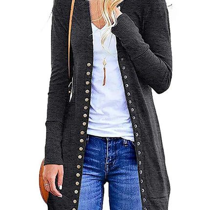 Women 2024 European Style Button Sweater Cardigan