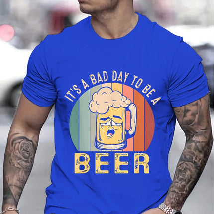 Men Vintage Beer Graphic Summer Tees