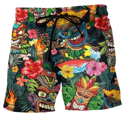 Men Swimwear 3D Skull Surfer Beach Boardshorts