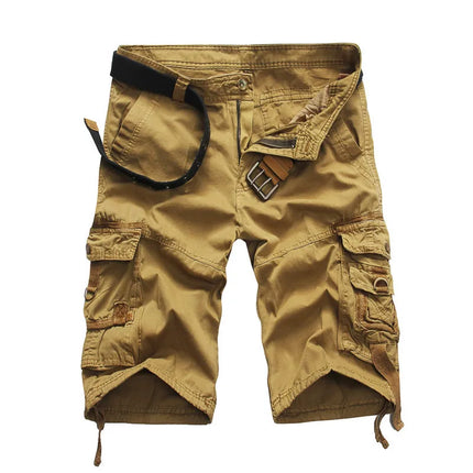 Men Solid Khaki Camo Cargo Shorts