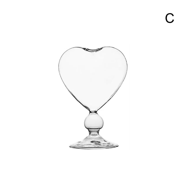 Heart Love Shaped Couple Glass Mug.