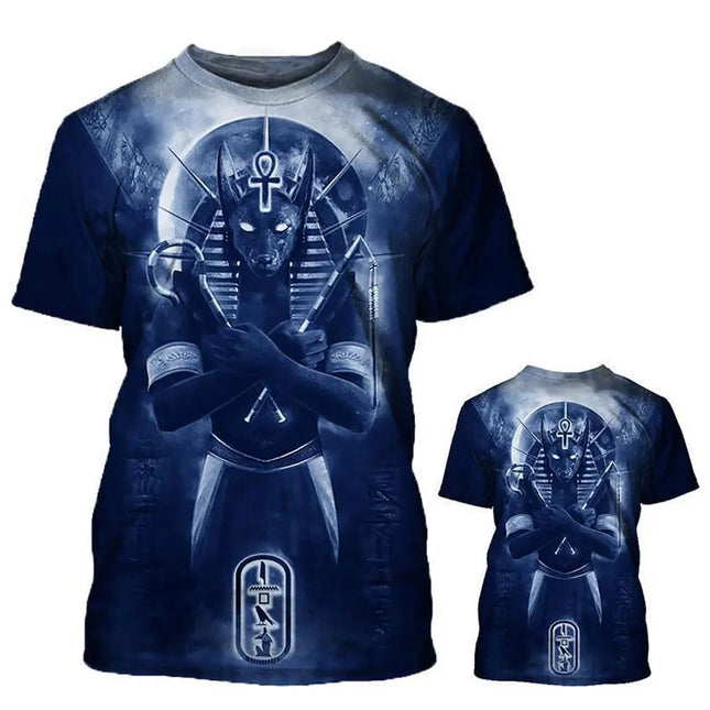 Men Anubis Ancient Egyptian God 3D Graphic Summer Tees