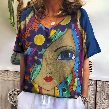 Women Picasso Facial Art Iridescent 3D Shirt