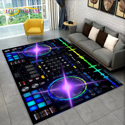 3D DJ Music Keyboard Living Area Rugs