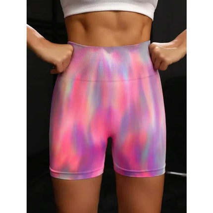 Women Tie-Dye Fitness Yoga High-Waist Shorts