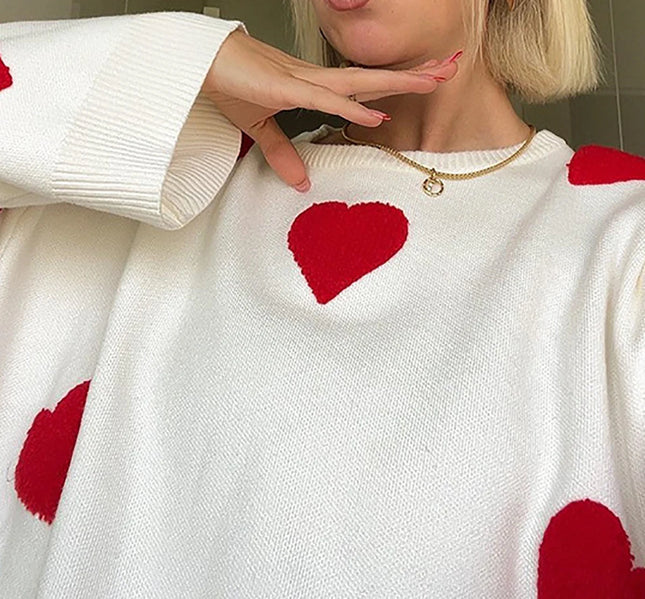 Women Love Heart Autumn Knitted Sweaters