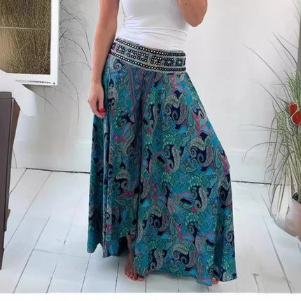 Women Floral Casual Elastic Wide Leg Pants