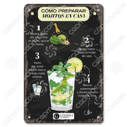 Pina Colada Drink Mojito Vintage Wall Sign